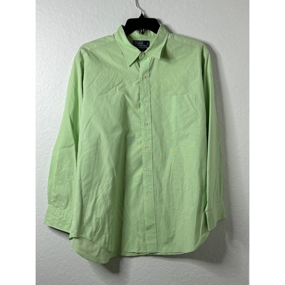 Polo by Ralph Lauren Andrew Classic Fit Mens Button Up Shirt Green Stripe 17.1/5